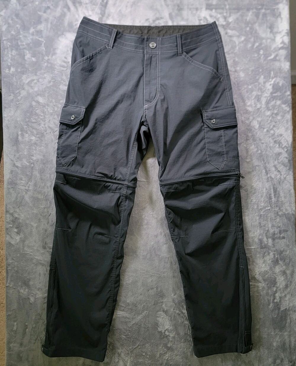 Kuhl Mens 34x30 (29L) Renegade Stealth Convertible Pants Gorpcore Charcoal